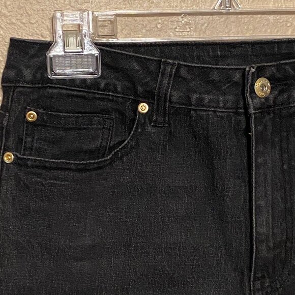 DG2 Diane Gilman Black Denim Jeans Striped Elastic Ankle Cuffs Stretch Size (8T) - Picture 4 of 8